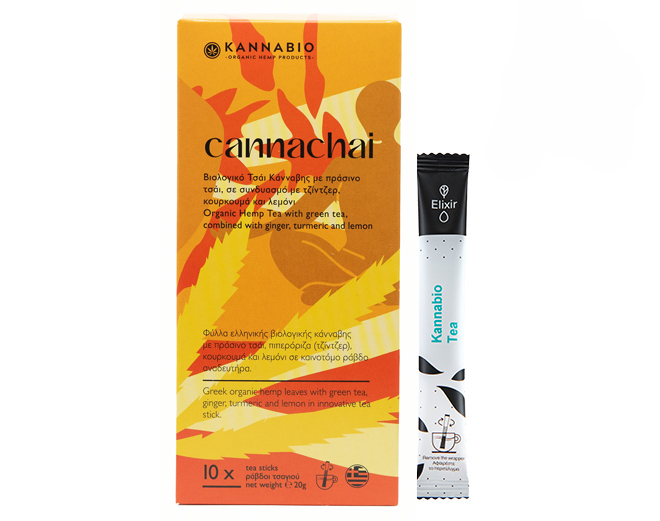 KANNABIO - Cannachai: Κάνναβη με Τζίντζερ, Κουρκουμά και Λεμόνι (10 τεμ.)